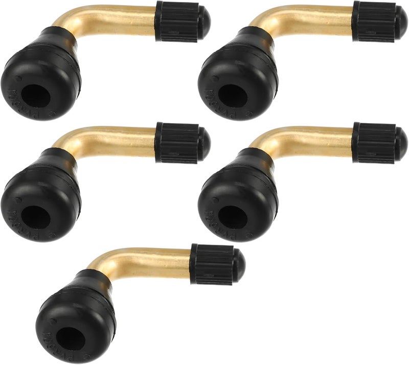 Partuto 5 Pcs Universal PVR60 Tubeless Tire Valve Stem - Cars RV Bicycles Motorcycles Trailers Tubeless Tire Valve - Stainless Steel Gold Tone - Image 1